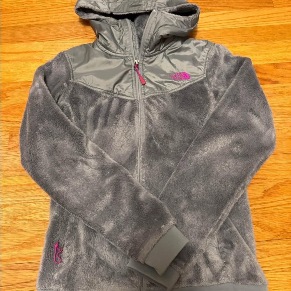 The North Face Gray and Pink Fleece Hoodie